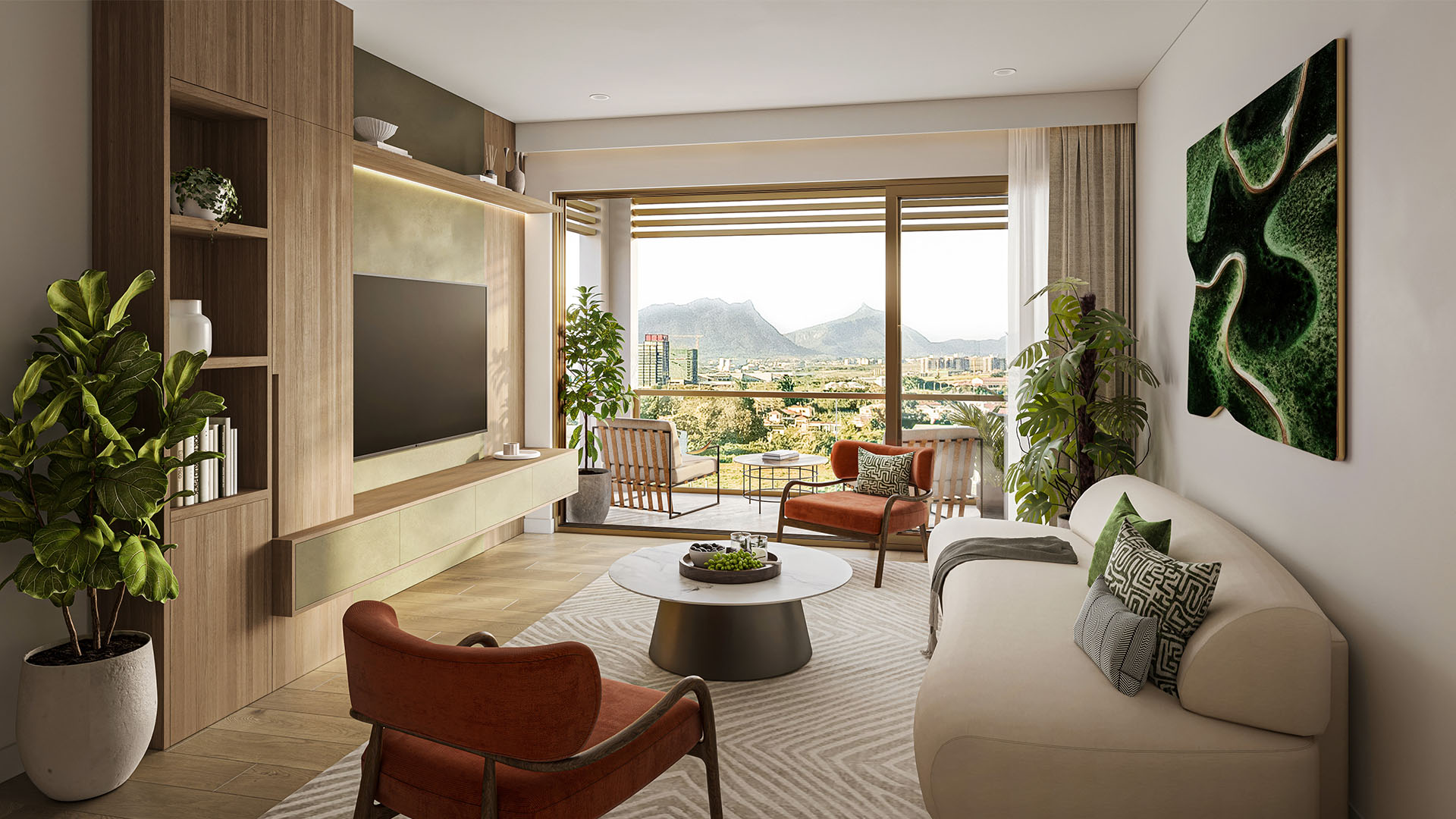 2-bedroom apartment living area at Central Park Trianon