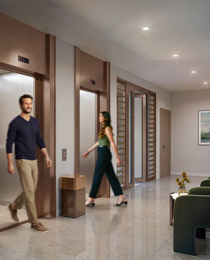 Landscaped lift lobby at Central Park Trianon