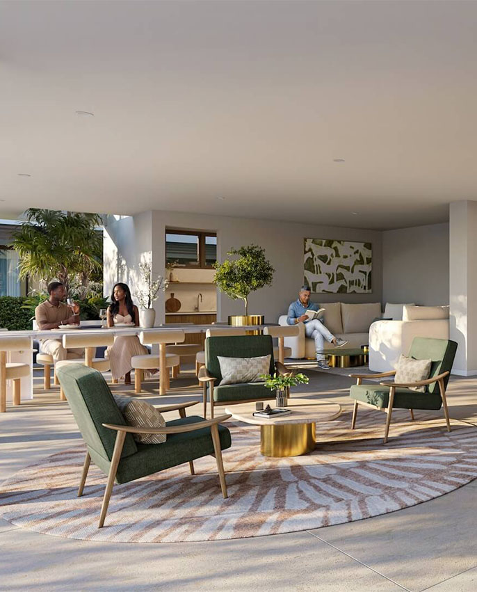 Private dining lounge and workspace at Central Park Trianon