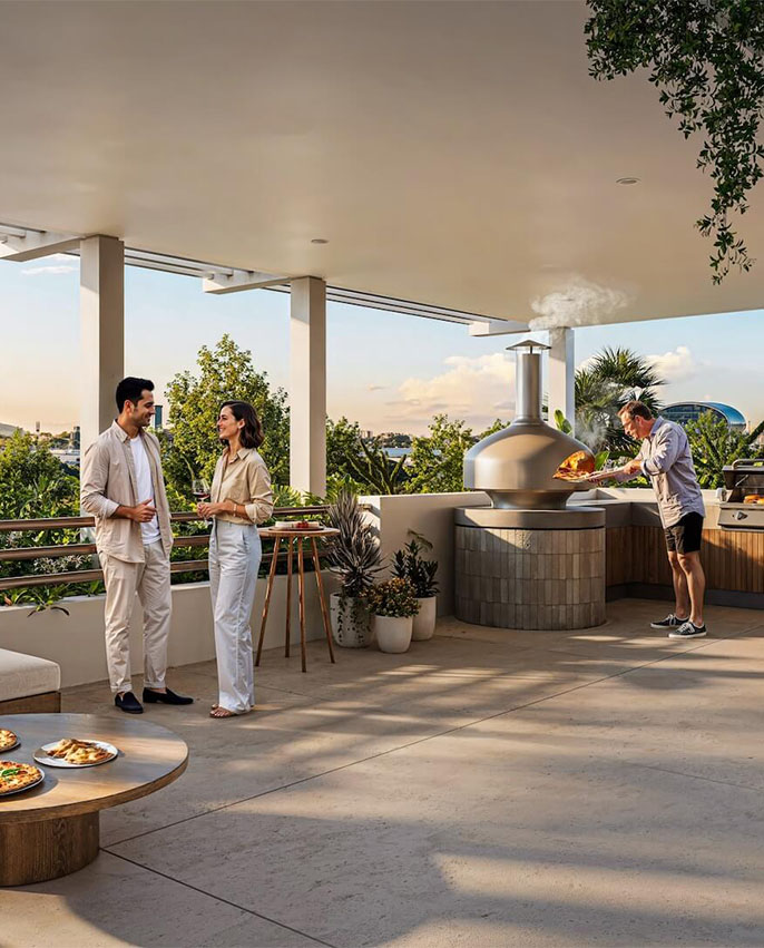 BBQ and pizza area at Central Park Trianon Mauritius